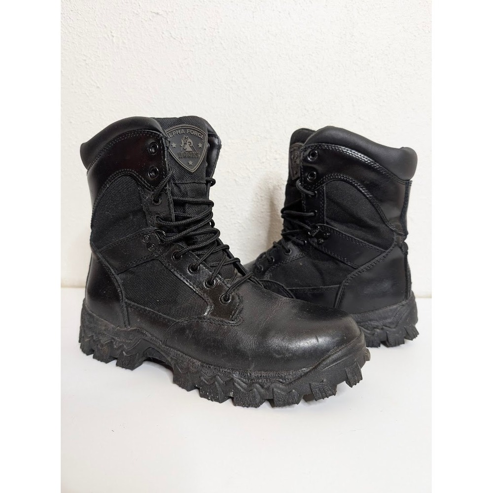 Rocky Alpha Force Mens Boots Black 8" Size 8‎ Lace Up Grunge Army Combat